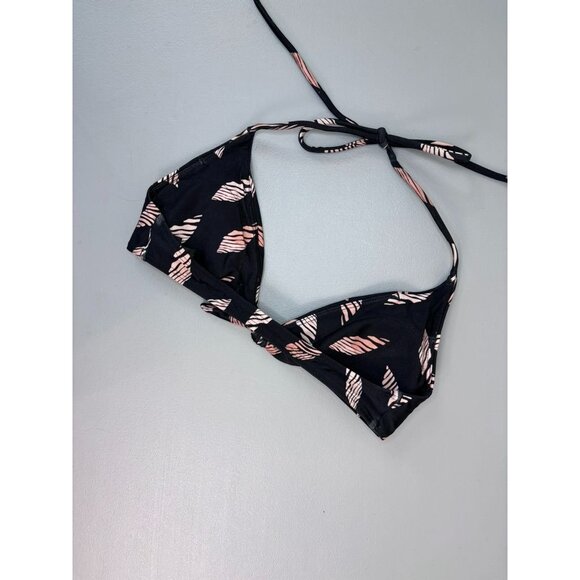 VIX Paula Hermanny women's small black patterned halter tie bikini swim‎ top - Picture 3 of 6